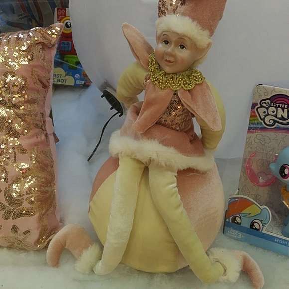 Pink and Gold Christmas Decorations Elf On A Ball - Picture 2 of 16